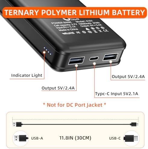 Ultimate 10,000 m Ah Dual USB Power Bank for Heated Clothing – Fast Charging Portable Battery Pack for Jackets, Vests, and More – Stay Warm and Connected Anywhere!