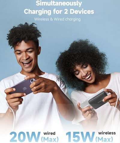 ROMOSS Magnetic Wireless Power Bank – 10,000 m Ah Portable Charger with PD 20 W Fast Charging for i Phone 12-16 Series – Compact, Lightweight, and Tangle-Free Mag Safe Battery Pack with USB-C Port – Ultimate On-the-Go Charging Solution