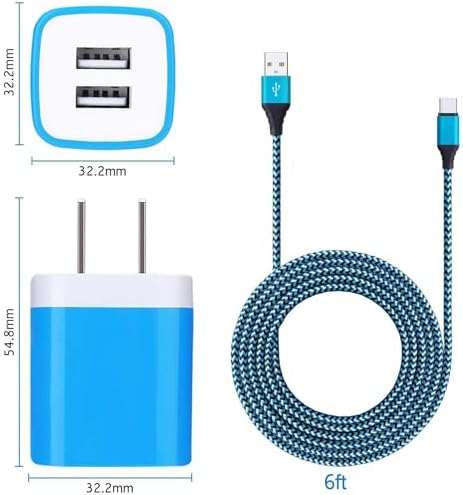 Ultimate Fast Charging Dual Port USB Wall Charger Trio – 2.1 A Quick Charge Adapter with Type C Cable for Samsung Galaxy S24 Ultra, i Phone 16, Google Pixel 9 Pro & More – Perfect Travel-Ready Power Solution for Active Lifestyles