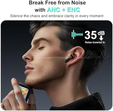 Advanced Bluetooth 5.4 Noise Cancelling Earbuds with Touch Control – Immerse Yourself in Crystal-Clear Sound and Deep Bass with Adjustable EQ and Environmental Noise Management – Perfect for Professionals and Music Enthusiasts on Android, i OS, Tablets, and Laptops (Black)