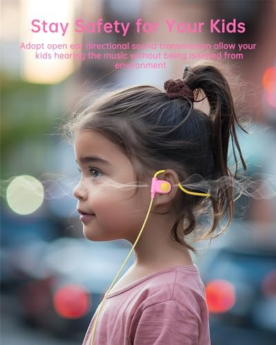 Kid-Friendly Open Ear Headphones – Vibrant Purple Lightweight Design for School and Outdoor Fun – Safe Air Conduction Technology with 3.5 mm Jack – Ultimate Comfort and Hearing Protection for Young Explorers