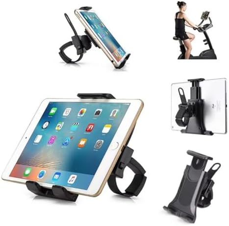 Versatile Tablet Stand & Bike Phone Holder for Indoor Gym – Universal Mount for Treadmills, Spinning Bikes, and Microphones – Compatible with i Pad Pro, i Pad Mini/Air & Smartphones (4.7″-12.9″) – Enhance Your Workout Experience with Adjustable Viewing Angles and Secure Stability
