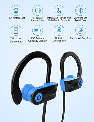 Otium Wireless Bluetooth Earbuds – IPX7 Waterproof Sports Headphones with 15-Hour Playtime for Gym & Running – Superior Sound Isolation & Ergonomic Comfort for Active Lifestyles – Seamless Device Compatibility – Black