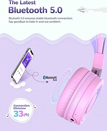 Stylish Pink i Clever BTH02 Kids Bluetooth Headphones – Unmatched 93-Hour Playtime, Lightweight & Foldable Design for Easy Portability, Fast Type-C Charging, Advanced Bluetooth 5.4 Connectivity, Safe Volume Limiting for Young Learners, Perfect for Music, Audiobooks, and School Use – Your Child’s Ultimate Audio Experience