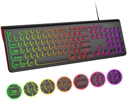 Retro-Inspired Full Size Typewriter Keyboard with Number Pad – Wired USB Keyboards for Windows 7, 8, 10, 11 | Enhance Your Typing Experience with Classic Charm and Modern Efficiency | Perfect for Home and Office Use