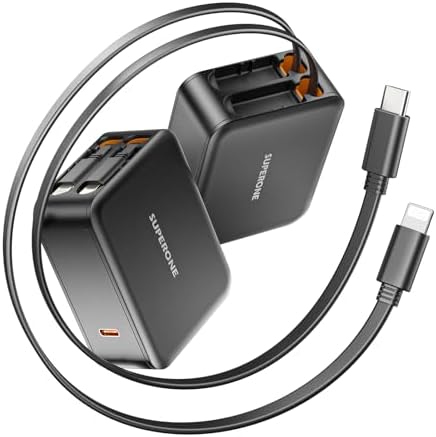 Revolutionary 62 W Retractable Wall Charger with Dual Cables – All-in-One 3-Port USB Power Hub for i Phone 16/15/14/13/12/11, Samsung, LG, Tablets – Ultimate Travel Companion with Fast Charging Innovation and Compact Design