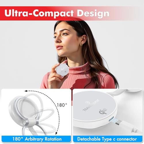 Ultra-Portable 2-in-1 Wireless Charger for Apple Devices – 15 W Qi 2 Certified Magnetic Charging Puck with Built-In Stand for i Phone, Air Pods & Apple Watch – Travel-Friendly Design with Durable USB-C Cable – Streamlined Charging Solution for On-the-Go Connectivity