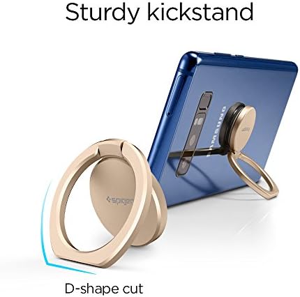 Spigen 360° Style Ring Grip – Versatile Phone Holder & Kickstand in Champagne Gold, Magnetic Car Mount Compatible, Durable Zinc Alloy & Stainless Steel for All Smartphones & Tablets