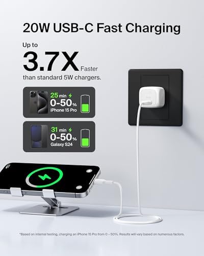 Belkin 20 W USB-C Charger Block (2-Pack) – Ultra-Fast Power Delivery for i Phone 16/15/14/13, i Pad, Air Pods & Samsung Galaxy S25 – Compact Design for Home, Office & Travel – Reliable Charging for Nintendo Switch 2 & More – Sleek White Finish