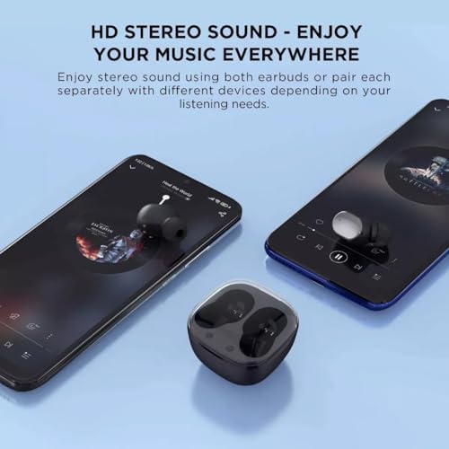 HTC Advanced Bluetooth 5.3 True Wireless Earbuds – Premium Noise Cancelling In-Ear Headphones with Touch Controls and Built-in Microphone, 22 Hours of Playtime, Waterproof Design – Stylish Black Finish for Android & i OS Compatibility