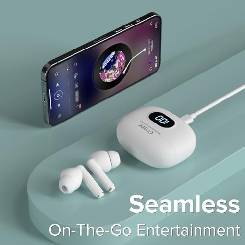 Coby True Wireless Earbuds with Smart Battery Indicator Case | Ultra-Light Bluetooth Earbuds Featuring Built-in Mic and Sweat-Proof Gel Tips | Perfect for Active Lifestyles with Up to 10-Hour Playtime (White) – Seamless Device Compatibility and Effortless Connectivity