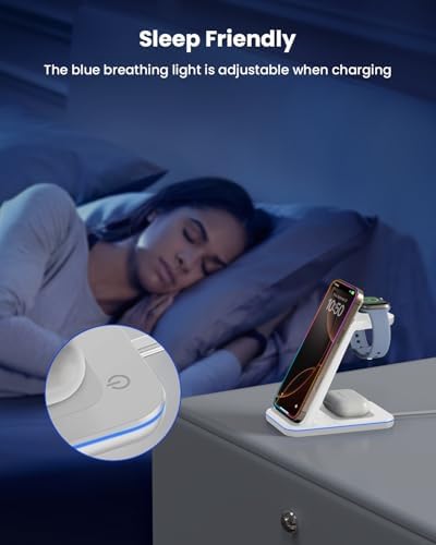 CIYOYO 3-in-1 Fast Wireless Charging Dock – Streamlined Power Hub for i Phone 16/15/14/13/12/SE, Apple Watch Series 9/8/7/6/SE/5/4, and Air Pods Pro/3/2 – Maximize Charging Efficiency with Innovative Safety Features and Sleek Aesthetic Design for Modern Living