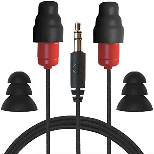 Plugfones Protector VL Audio Earbuds – OSHA Compliant Noise-Reducing Earplugs with Premium Sound Quality for Industrial Use, Black & Red Design for Enhanced Comfort and Connectivity