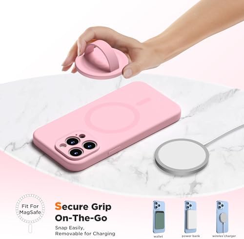 Upgraded Magnetic Phone Grip for i Phone: Premium Silicone Loop Holder with Mag Safe Compatibility – Ergonomic 360-Degree Stand, Non-Slip Design in Sleek Black for Enhanced Comfort and Secure Handling on i Phone 16/15/14/13/12 Pro Max/Plus