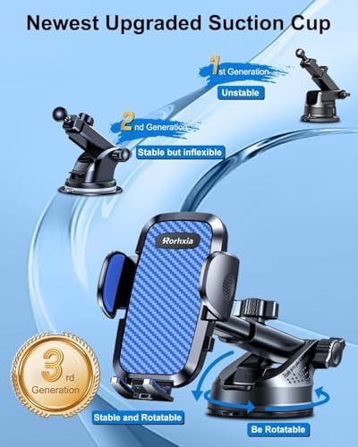 3-in-1 Phone Holders for Your Car [2025 Most Stable and Flexible Suction Cup] Vent Dashboard Windshield Cell Phone Car Mount Fit for iPhone, Samsung, All Phone – Enhanced Compatibility and Speed