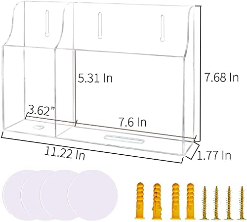 Clear Acrylic Wall-Mounted Tablet Holder – Sleek Charging Station for i Pads, Kindles, and Smartphones – Innovative Remote Control Organizer for Modern Homes and Offices – Maximize Space with Easy Access Design – Durable and Stylish Storage Solution for Clutter-Free Living