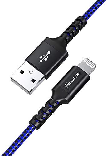 Apple C89 MFi Certified 7-Foot Lightning to USB-A Braided Charging Cable for i Phone 14/13/12/11 Pro, Max, Mini, SE, XS, XR, 8/7/6 Plus, i Pad & Air Pods – Durable, Fast Charging & Stylish Orange/White Design for Enhanced Compatibility