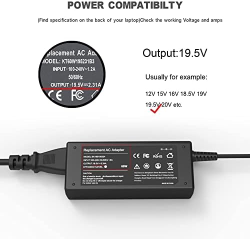 Universal 65 W USB-C Type-C Laptop Charger for Dell Latitude & XPS Models – Fast Charging Power Adapter Compatible with Latitude 7275, 7370, 5420, XPS 13 9250 & More – Versatile 5 V to 20 V Output for Optimal Device Performance – Durable Power Cord Included with 1-Year Warranty and 30-Day Replacement Guarantee – Ideal for Home and Office Use