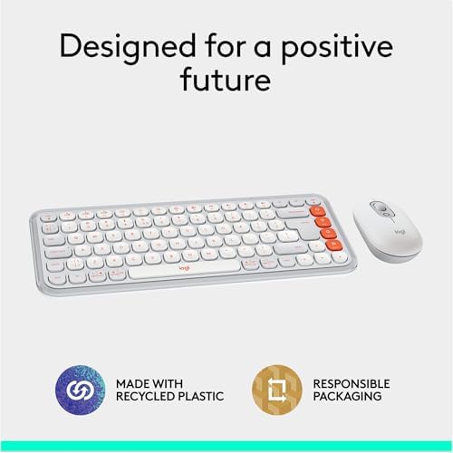 Elevate Your Workspace with the Logitech POP ICON Wireless Bluetooth Keyboard – Stylish Graphite & White Design, Effortless Multi-Device Switching, Comfortable Low-Profile Typing, and Customizable Keys for Enhanced Productivity on Laptops, Tablets, and PCs