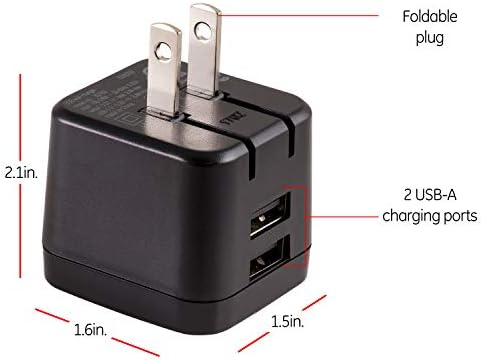GE 17 W 3-Port USB Wall Charger Block for i Phone and i Pad – Fast Charging Adapter with Foldable Plug for Ultimate Portability – Sleek White Power Cube for Home, Office, and Travel Use – Compatible with i Phone 14, 13, 12 Series and More – Efficient Multi-Device Charging Solution