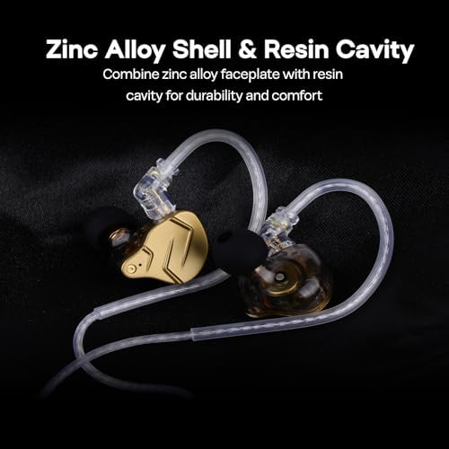 Linsoul KZ ZSN PRO X Hybrid Metal In-Ear Monitors with Dual Driver Technology – 1 BA + 1 DD for Hi-Fi Sound, Detachable 2-Pin Cable, Zinc Alloy Durability, Enhanced Device Compatibility, Perfect for Audiophiles and Music Lovers
