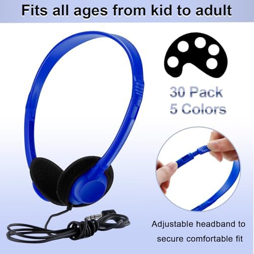 Yunsailing 30-Pack Classroom Headphones – Lightweight & Durable On-Ear Headsets with 3.5 mm Jack for Engaging Learning – Cheerful Light Yellow Color for Students and Teachers in Educational Settings