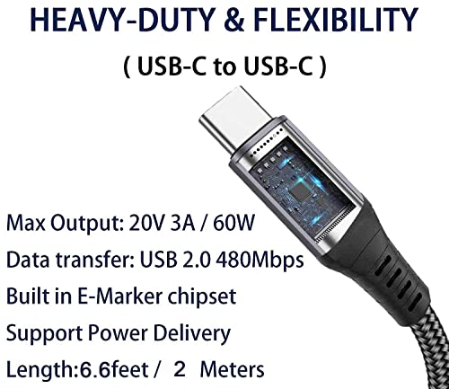 15 FT USB-C to USB-C Charging Cable (2 Pack, 60 W) – High-Speed Data Transfer & Power Delivery for i Phone 15 Pro, Samsung Galaxy S23/S22, Google Pixel 6 Pro, and More – Ultimate Compatibility & Durability for On-the-Go Charging Solutions