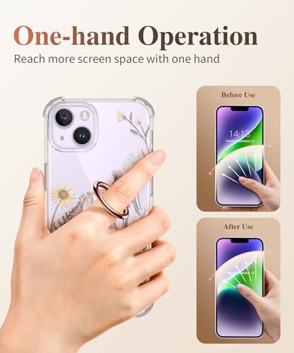 GVIEWIN Stylish Marble Phone Ring Holder with 360° Rotation for Ultimate Grip and Kickstand Functionality – Compatible with i Phone 16 Pro Max, 15 Plus, 14, 13, 12 Series & Galaxy S25/S24 Ultra – Elegant Flowing Sakura Design for Enhanced Safety and Usability
