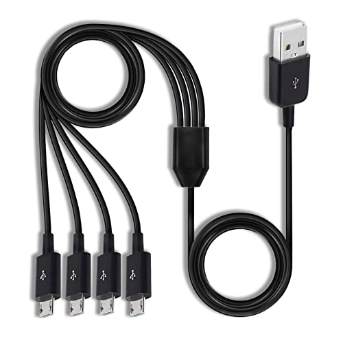 Herfair 6-Way Micro USB Splitter Cable – 4.92 FT Multi Charging Cord for Enhanced Device Connectivity and Fast Data Transfer – USB 2.0 Type A Male to 6 Micro USB Male Adapters – Universal Compatibility for Smartphones, Tablets, and More