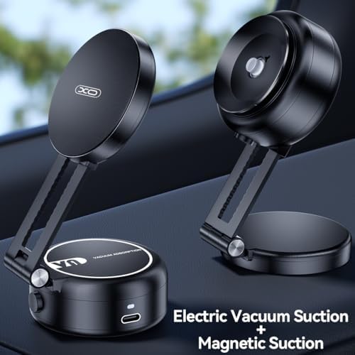 Revolutionary Magnetic Car Phone Holder – Adjustable Vacuum Suction Mount for i Phone 12-16 – Enhanced Stability on Smooth Surfaces – Foldable Design for Optimal Viewing – Hands-Free Navigation & Communication Solution – Durable Lightweight Construction for Everyday Use – Effortless Attachment with Electric Magnetic Technology – Perfect for Mirror, Glass, and Screen Surfaces – Elevate Your Driving Safety with This Essential Accessory