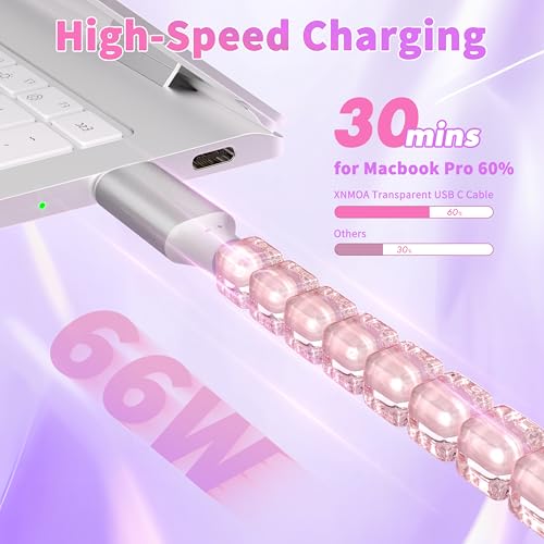 Stylish MFi Certified USB C to i Phone Charger Cable – 3 FT Square Beaded Purple Design for Rapid 66 W Fast Charging & High-Speed Data Sync – Compatible with i Phone 14, 13, 12, 11 Plus, Pro Max & i Pad 9 th/8 th – Durable, Elegant, and Efficient Charging Solution
