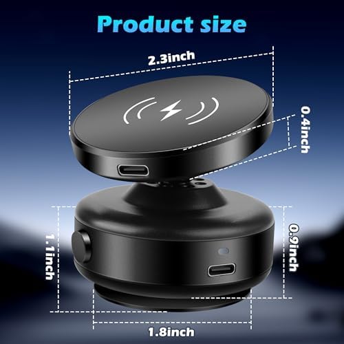 Boxgear 15W for MagSafe Wireless Charger Car Mount, 360° Adjustable N52 Magnetic Suction Phone Mount, Vacuum Phone Holder for Car Screen/Windshield/Smooth Surface, Compatible with iPhone (Style 2) – Enhanced Compatibility and Speed