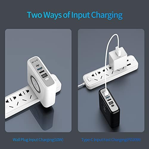 Ultimate 3-in-1 Portable Wireless Charger Power Bank – 10000 m Ah Fast Charging Wall Adapter with PD20 W USB-C and QC3.0 USB-A – Travel-Friendly External Battery Pack for i Phone, i Pad, and Android Devices – Enhanced Compatibility in Sleek Black Design