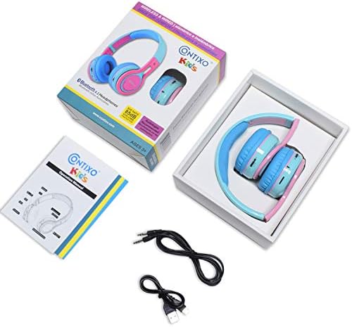 Vibrant Contixo KB-2600 Kids Bluetooth Headphones – Safe 85 d B Volume Limiting Over-Ear Design with Built-in Mic, FM Radio & Micro SD Slot – Portable Foldable Fun in Eye-Catching Green & Orange for Ultimate Audio Adventure