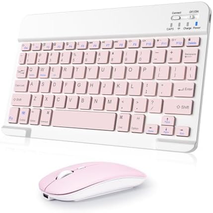 Sleek Wireless Keyboard and Mouse Combo – Rechargeable Bluetooth & 2.4 GHz USB for i Pad, Smartphone, PC & Laptop – Ergonomic Design for Ultimate Comfort in White – Elevate Your Workspace Efficiency!