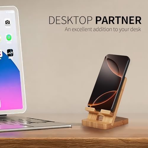 Versatile Solid Wood Phone Stand – Premium Desktop Holder for All Phone Types, Non-Slip Design with Sleek Black Finish, Ideal for Home & Office Use, Enhancing Productivity and Style