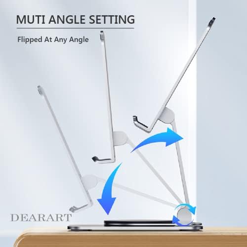 DEARART Cell Phone Stand, 360° Adjustable Phone Stand for Desk, Foldable Phone Holder Fully Carried Easily, Grey (Square Base) – Enhanced Compatibility and Speed
