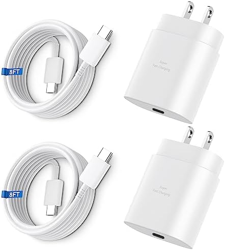 High-Speed 25 W Type C Wall Charger for Samsung Galaxy S25 Series – Includes Dual 10 FT USB-C Cables for Enhanced Flexibility and Safety – Lightning-Fast Charging with Compact Design for Travel Enthusiasts and Everyday Users