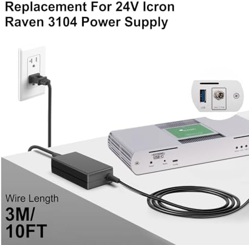 Icron 24 V 65 W Locking AC DC Power Adapter – Reliable Power Supply for Raven 3104 & KVM Extenders with Advanced Overheating Protection and Superior Compatibility for Uninterrupted Performance