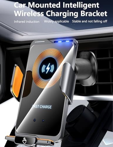 Wireless Car Charger & Phone Mount – 15W Auto-Clamping Air Vent Holder for iPhone 16/15/14, Samsung Galaxy S24/S23/S22, etc，66W High Power with Magnetic Suction Adapter(2025 Model, Black) – Enhanced Compatibility and Speed