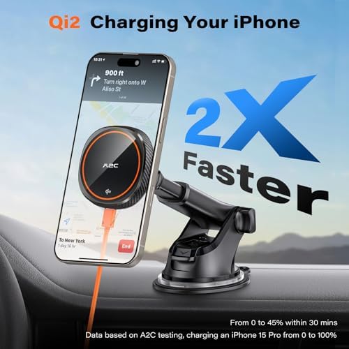 APPS2 Premium Mag Safe Car Mount for i Phone 16/15/14/13/12 – Advanced Dashboard Holder with Strong Suction & Wireless Charging Compatibility – Perfect for Safe Navigation and Hands-Free Calls
