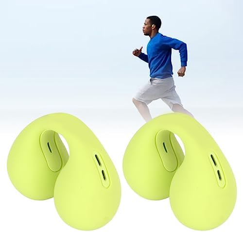 Heayzoki Open Ear Clip-On Headphones – Lightweight Noise Cancelling Mini Earbuds for Active Lifestyle, Perfect for Running and Sports (Vibrant Green) – Enhanced Audio Clarity and Awareness