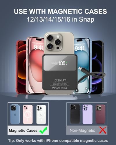 Magnetic 4-in-1 Universal Power Bank – 10,000 m Ah Qi2 Certified Travel Charger with Integrated Cables and 30 W Fast Charging – Versatile Compatibility for i Phone, Samsung, i Pad & More – Sleek LED Display, Built-in USB-C and Lightning Cable, Global Plug Adaptors – Effortless Wireless Charging Anywhere with Enhanced Portability and Efficiency