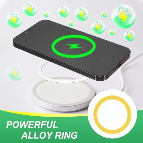 Universal Magnetic Adapter Ring Kit – 12 Ultra-Thin Yellow Metal Stickers for Enhanced Phone Case Compatibility and Wireless Charging Efficiency – Secure Adhesive Solution for Magnetic Mounts and Accessories – Easy Installation for Maximum Grip and Stability