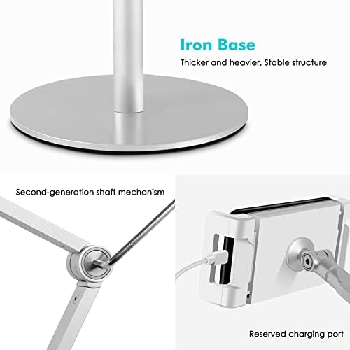Transform Your Workspace with the Viozon 360-Degree Adjustable Overhead Stand – Premium Aluminum Holder for Smartphones & Tablets (3.5-11″) – Compatible with i Phone, i Pad Pro, Samsung, Nexus – Ergonomic Design for Enhanced Comfort and Stability – Perfect for Video Conferencing, Streaming, and Effortless Multitasking