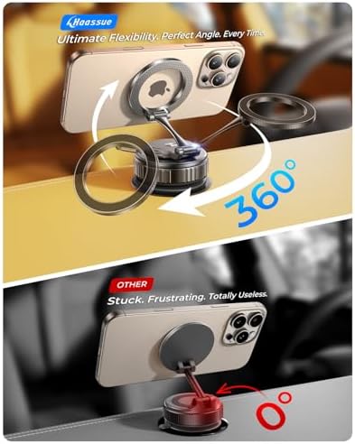 2025 Upgraded Vacuum Magnetic Car Phone Holder [89+LBS Suction/2800gf Magnet], Suction Cup Phone Mount, Ultra-Strong Magnetic Stand for Car/Mirror/Gym/Kitchen/iPhone16 15 14 13 12, Silver – Enhanced Compatibility and Speed