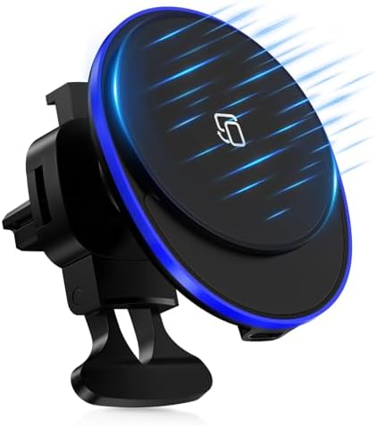 Mag Safe Car Mount Charger for Samsung Galaxy S25 Ultra Plus & More – 15 W Fast Wireless Charging Magnetic Air Vent Holder for i Phone 16 & Pixel 9 A – Secure, Convenient Phone Power Solution for Effortless Navigation