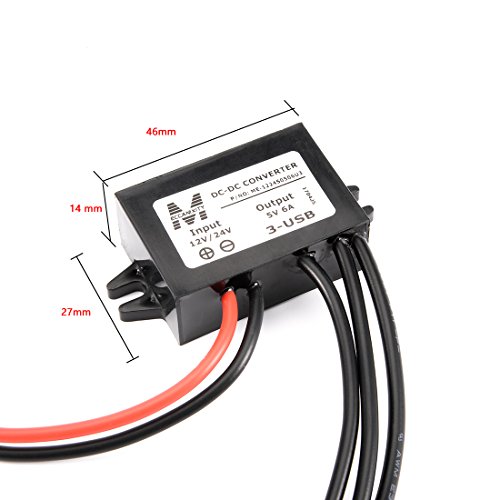 Ultra-Reliable Waterproof Power Converter – DC 12 V/24 V to 5 V Regulator with Triple USB Outputs, 6 A 30 W Car Charger for Versatile Charging Solutions by uxcell