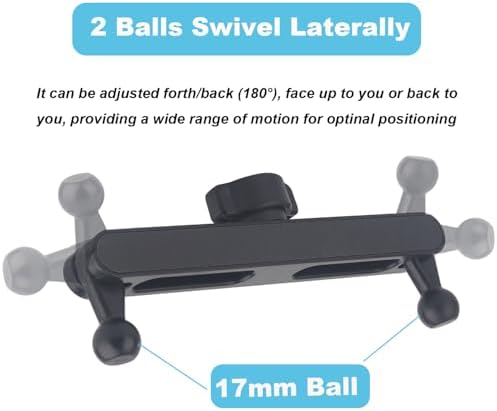 Dual 17mm Ball Mount Splitter Adapter for Phone, 17mm Ball Mount Extension 1 to 2 Joint Head Connector Base, with Ball Socket and 1/4 Thread Interface for Car/Desk Phone Arm, Tripods – Enhanced Compatibility and Speed