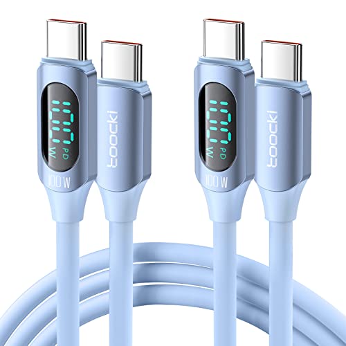 Ultra-Fast 100 W USB C to USB C Cable 2-Pack – 6.6 FT Silicone Charging Cables with LED Display for Samsung Galaxy Z Flip5, Fold5, Flip4, Fold4 – High-Speed 5 A Power Delivery, Enhanced Durability, and Compatibility for All Your Devices
